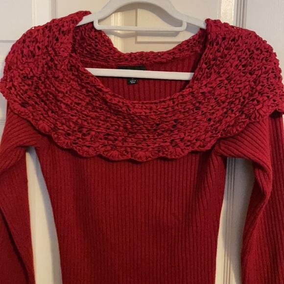 IZ Byer California red tunic sweater size Medium 3/4 sleeves - Picture 2 of 11